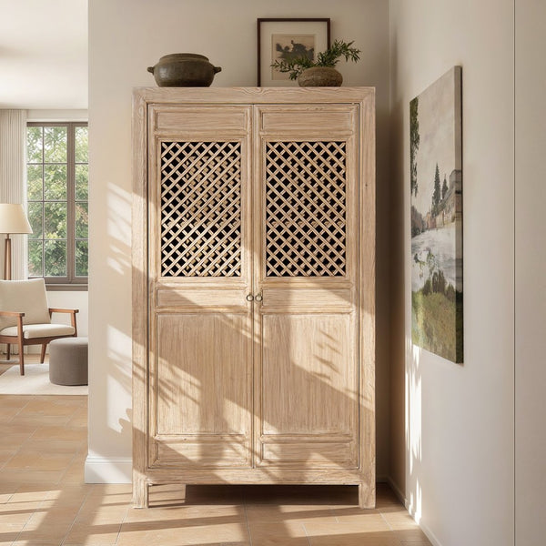 English Elm Rowan Reclaimed Pine Two Door Accent Cabinet with Carved Handles Rustic Storage B2719P474441