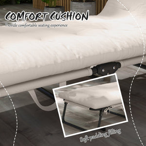 English Elm Outsunny Reclining Outdoor Chaise Lounge with Mesh Base Tufted Cushion and Side Pocket Beige W2225P174369