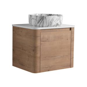 English Elm 24'' Wall-Mounted Bathroom Vanity With Ceramic Vessel Sink, Soft-Close Door & Stylish Design W999S00395