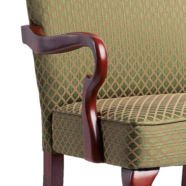 English Elm DeLaney Hardwood Gooseneck Arm Chair with Jacquard Diamond Fabric, High Back Comfort & Durable Build Green B050P229955