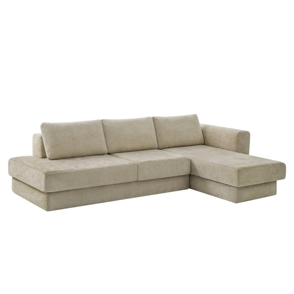 English Elm L-shaped Chenille Sectional Sofa with Deep Modular Seating and Layered Cushion Comfort Brown N763S000090D
