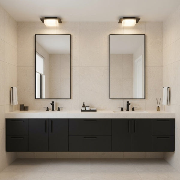 English Elm 8 Inch Square Led Flush Mount Dimmable Ceiling Light with Selectable Color Temperature Black B370P399078