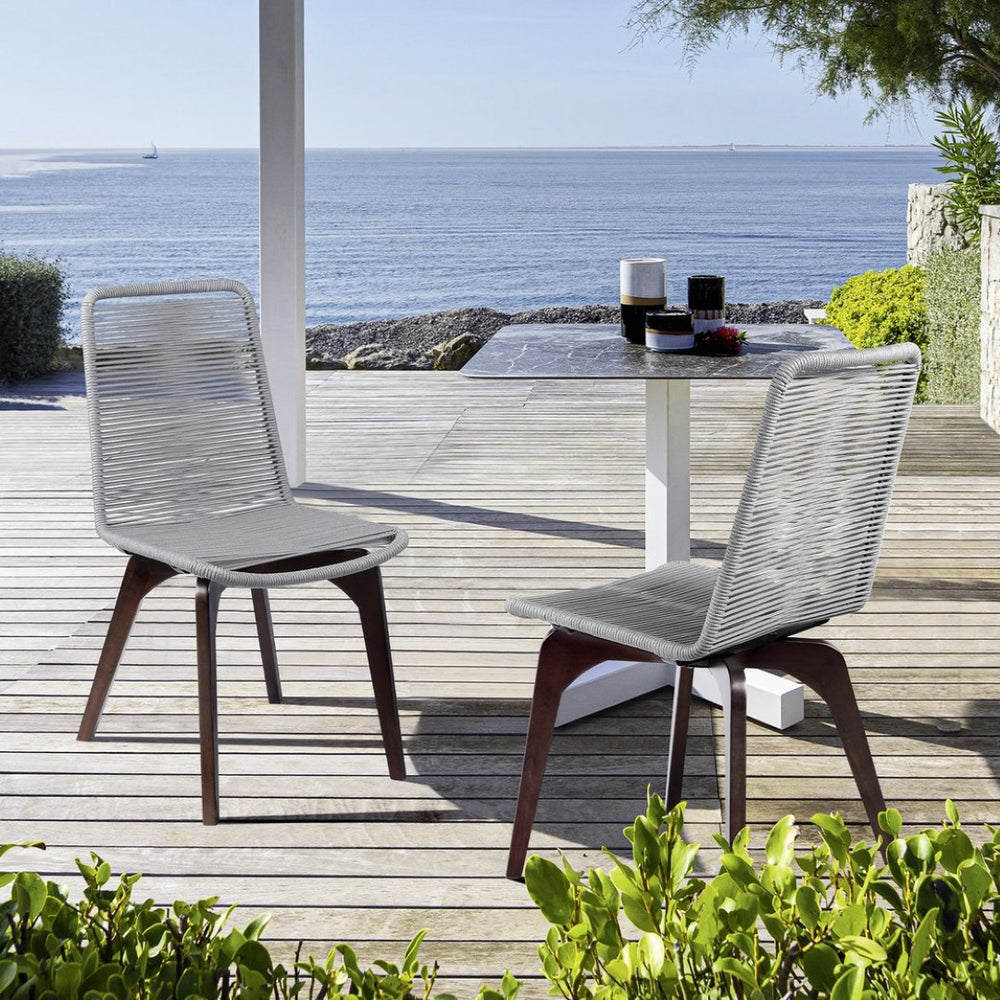 English Elm Island Eucalyptus Wood Rope Weave Outdoor Dining Chairs Resort Patio Set of 2 B2736P464892