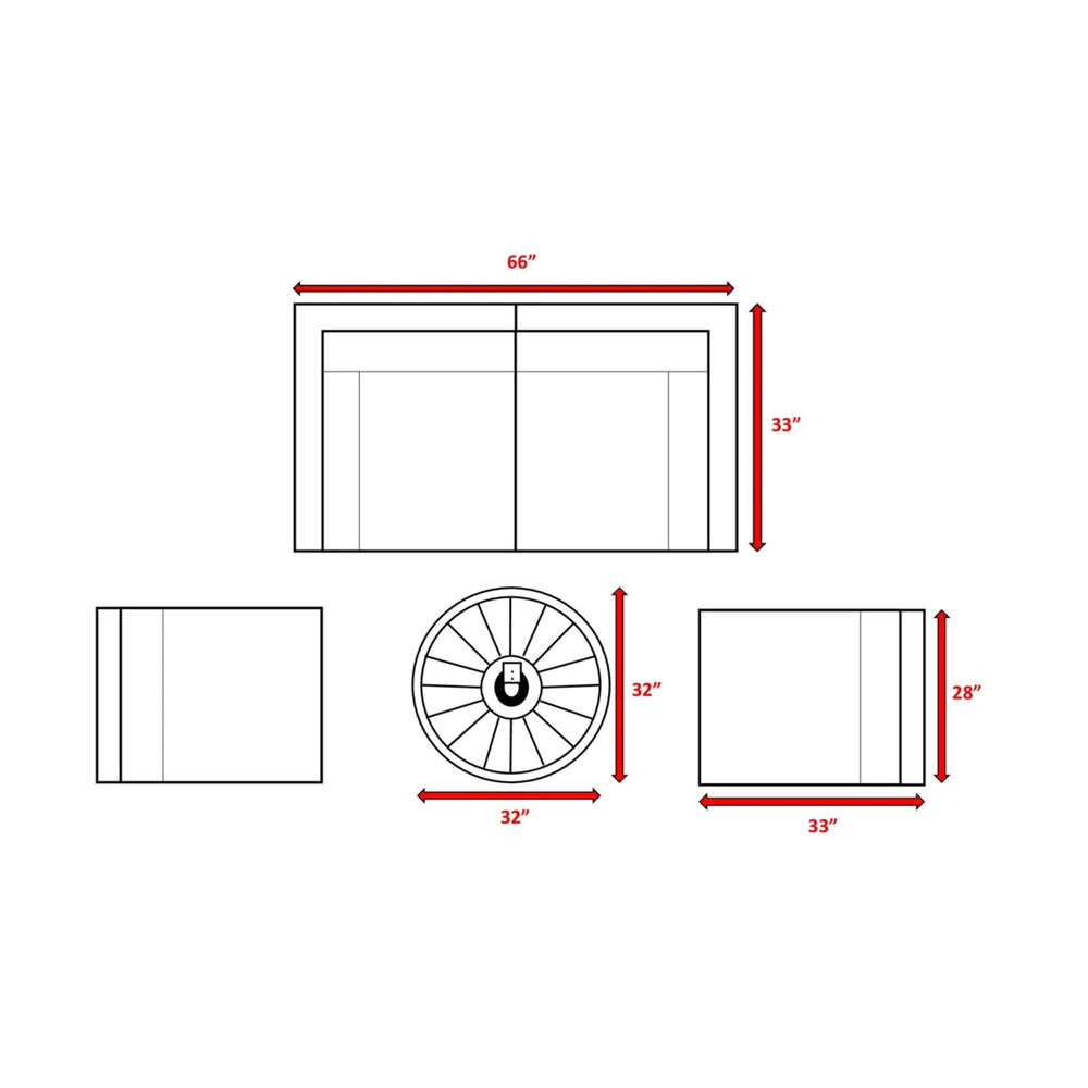 English Elm All-Weather 5-Piece Rattan Sectional Lounge Set With Fire Pit & Plush Cushions For Outdoor Comfort B120S00084