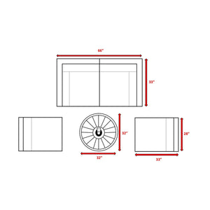 English Elm All-Weather 5-Piece Rattan Sectional Lounge Set With Fire Pit & Plush Cushions For Outdoor Comfort B120S00084