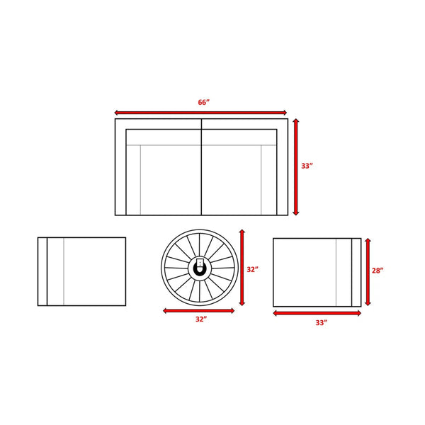 English Elm All-Weather 5-Piece Rattan Sectional Lounge Set With Fire Pit & Plush Cushions For Outdoor Comfort B120S00084