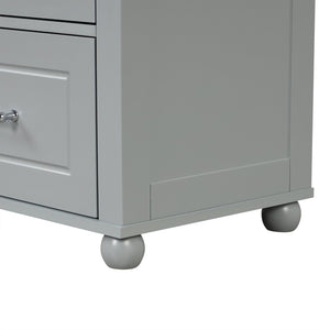 English Elm Tall Freestanding Bathroom Cabinet Two Drawers Adjustable Shelves Matte Mdf Storage Grey N725P407739E