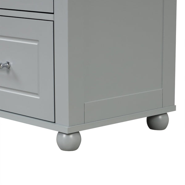 English Elm Tall Freestanding Bathroom Cabinet Two Drawers Adjustable Shelves Matte Mdf Storage Grey N725P407739E
