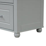 English Elm Tall Bathroom Storage Cabinet, Freestanding Storage Cabinet With Two Drawers and Adjustable Shelf, Mdf Board With Painted Finish, Grey