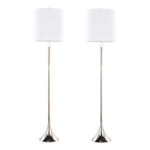 English Elm Metal Floor Lamp Pair Cast Iron Base Crystal Accents Linen Shade Living Room Decor B202P471648
