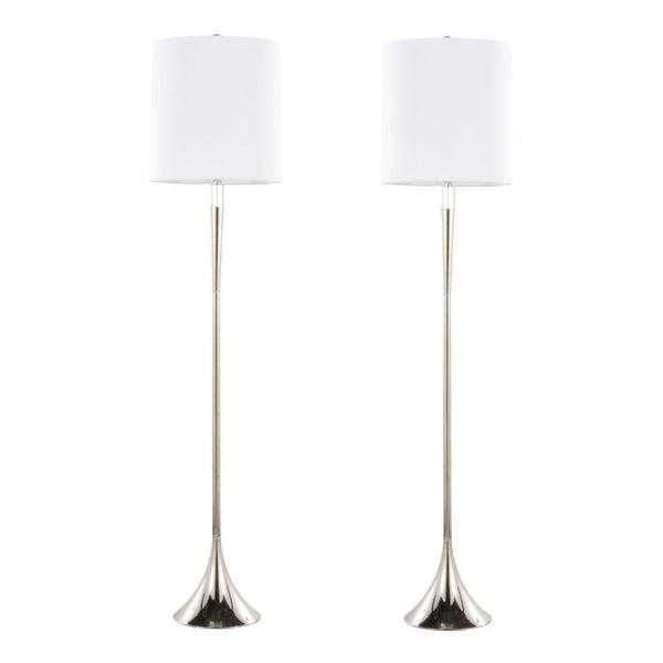 English Elm Metal Floor Lamp Pair Cast Iron Base Crystal Accents Linen Shade Living Room Decor B202P471648