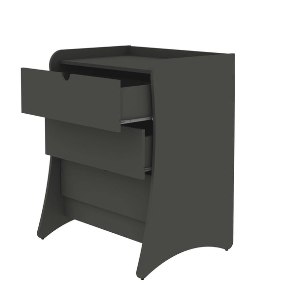 English Elm Coney 28" Nightstand with 3 Spacious Drawers, Curved Side Panels, Durable Painted MDF Finish Charcoal grey B365P398199