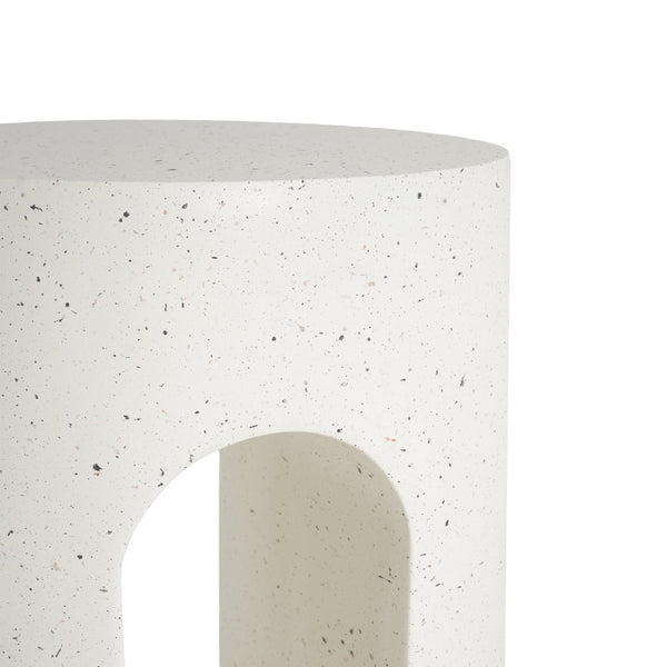 English Elm Outdoor Mgo Accent Table White Terrazzo Stone Look Weather Resistant Patio Side N768P410935W