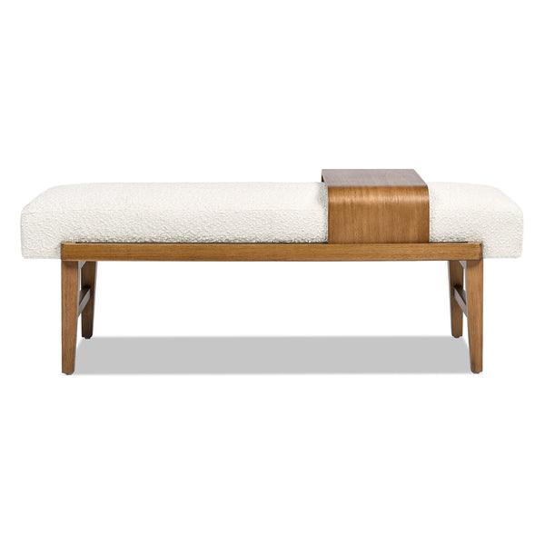 English Elm Jennifer Taylor Home - Billie Sustainable 52" Modern Telephone Bench with Sliding Shelf, Ivory Boucle Seat, Solid Rubberwood B2719P238470