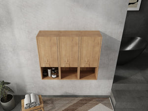 English Elm 36" Bathroom Side Cabinet - Stylish Wall-Mounted Storage, Soft-Close Doors & Durable Imitative Oak Finish W999S00374
