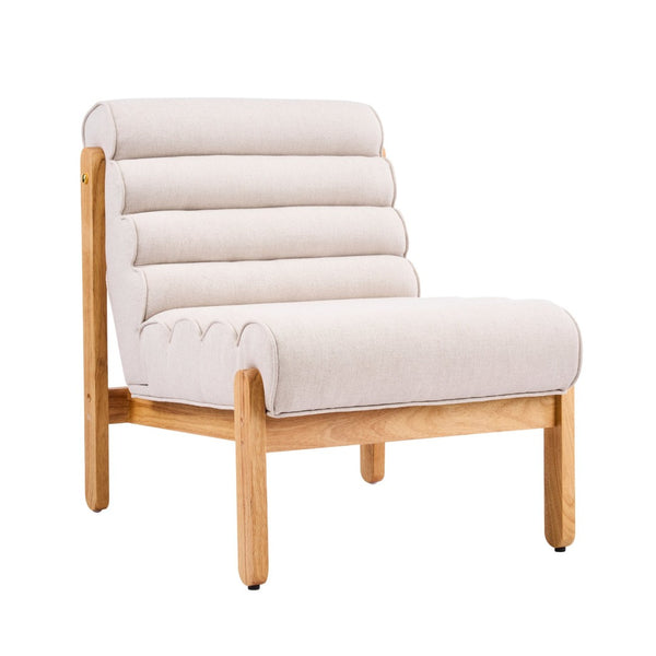English Elm Fluffy Shearling Accent Chair Plush Tiered Back Solid Wood Frame Cozy Reading Nook Beige+Natural N767P366257E