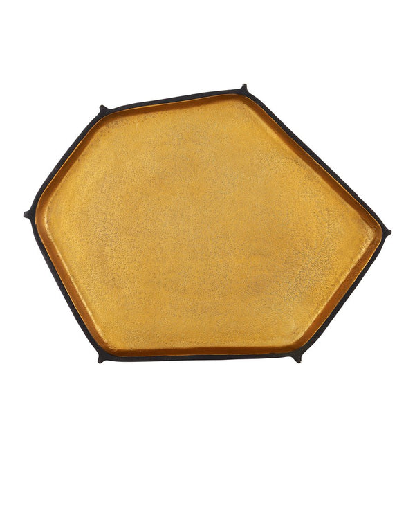 Currey & Company Merola Gold Accent Table - Unique Asymmetrical Design With Antique Brass Finish For Modern Elegance Brass Cast Aluminum 4000-0230-currey-company