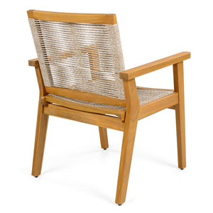 English Elm Outdoor Acacia Wood Dining Chairs with Woven Rope Seats for Patio or Terrace Set 2 N779P355695B