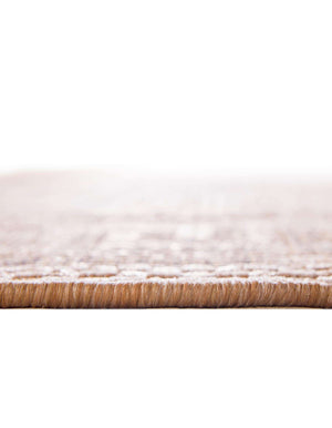 Unique Loom Outdoor Border Greek Key Machine Made Geometric Rug Light Brown, Light Brown/Tan/Brown 6' 1" x 6' 1"