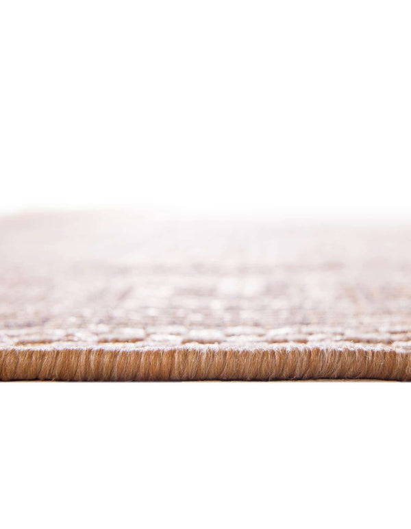 Unique Loom Outdoor Border Greek Key Machine Made Geometric Rug Light Brown, Light Brown/Tan/Brown 6' 1" x 6' 1"