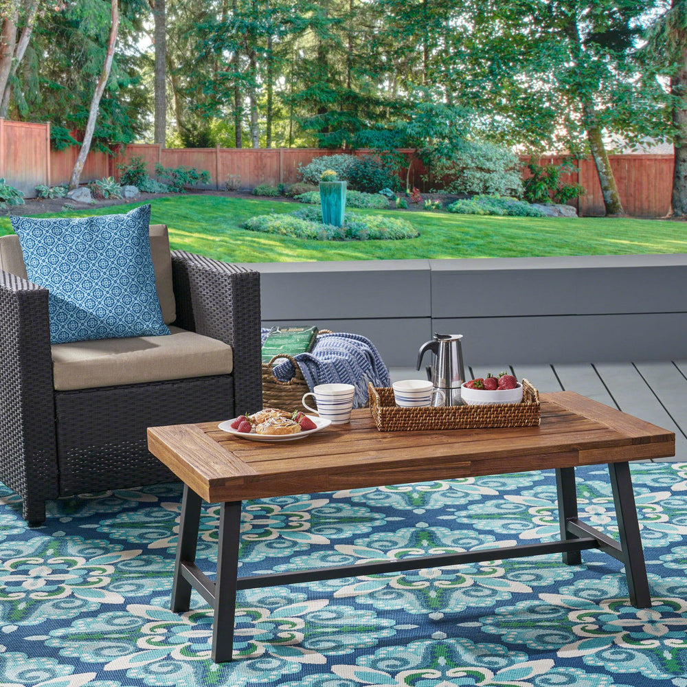 English Elm Christopher Knight Home® - CARLISLE Modern Industrial Coffee Table in Natural Acacia Wood with Powder-Coated Frame, 45.75" W 62349.00