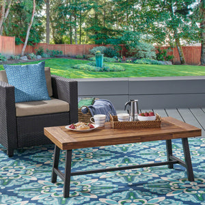 English Elm Christopher Knight Home® - CARLISLE Modern Industrial Coffee Table in Natural Acacia Wood with Powder-Coated Frame, 45.75" W 62349.00