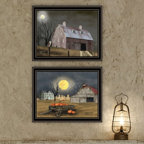 English Elm Trendy Decor 4u Autumn Moonlit Nights 2 Piece Black Framed Canvas Art Set B067P254088