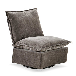 English Elm Detachable Chenille Swivel Rocking Chair with Ergonomic Curved Back, Metal Legs, Plush Comfort Dark Gray W1164P190848