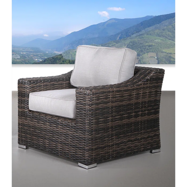 English Elm Fully Assembled Grey Mix Patio Chair with Cushions — Wicker, Aluminum Frame, Weather & UV Resistant Comfort B120P206055