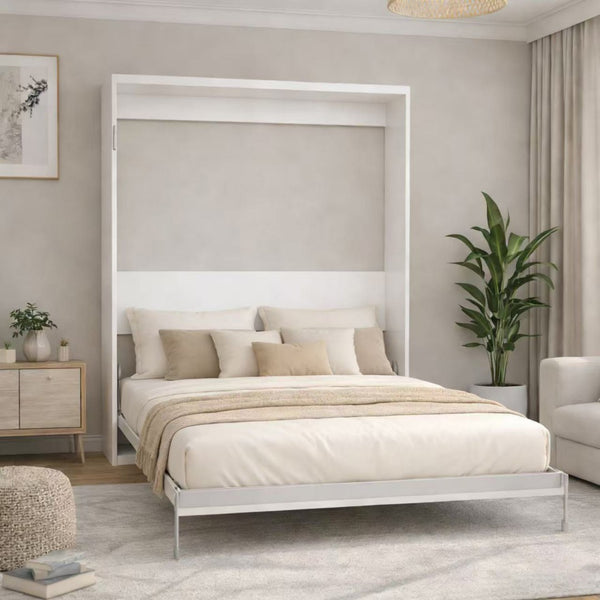 English Elm Multifunctional Queen Murphy Wall Bed with Hydraulic Soft Close and Solid Wood Slat Support W5290S00001