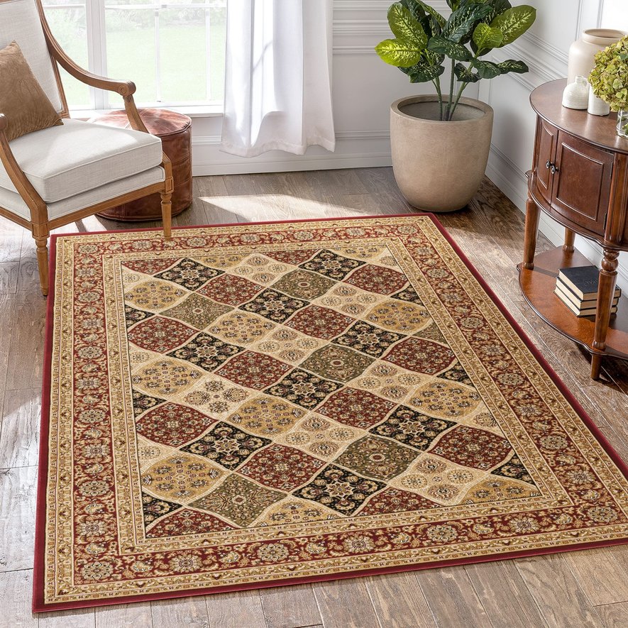 English Elm Manchester Red Area Rug 7'10" X 10'6" - Elegant, Stain Resistant, Perfect For High-Traffic Spaces! B186P316795