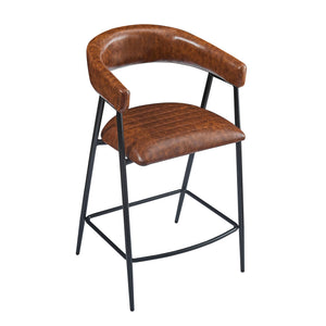 English Elm Christopher Knight Home® - 26'' PU Upholstered Counter Stools Set of 2 with Curved Backrest, Padded Seats & Iron Frame, Brown N780P199985B