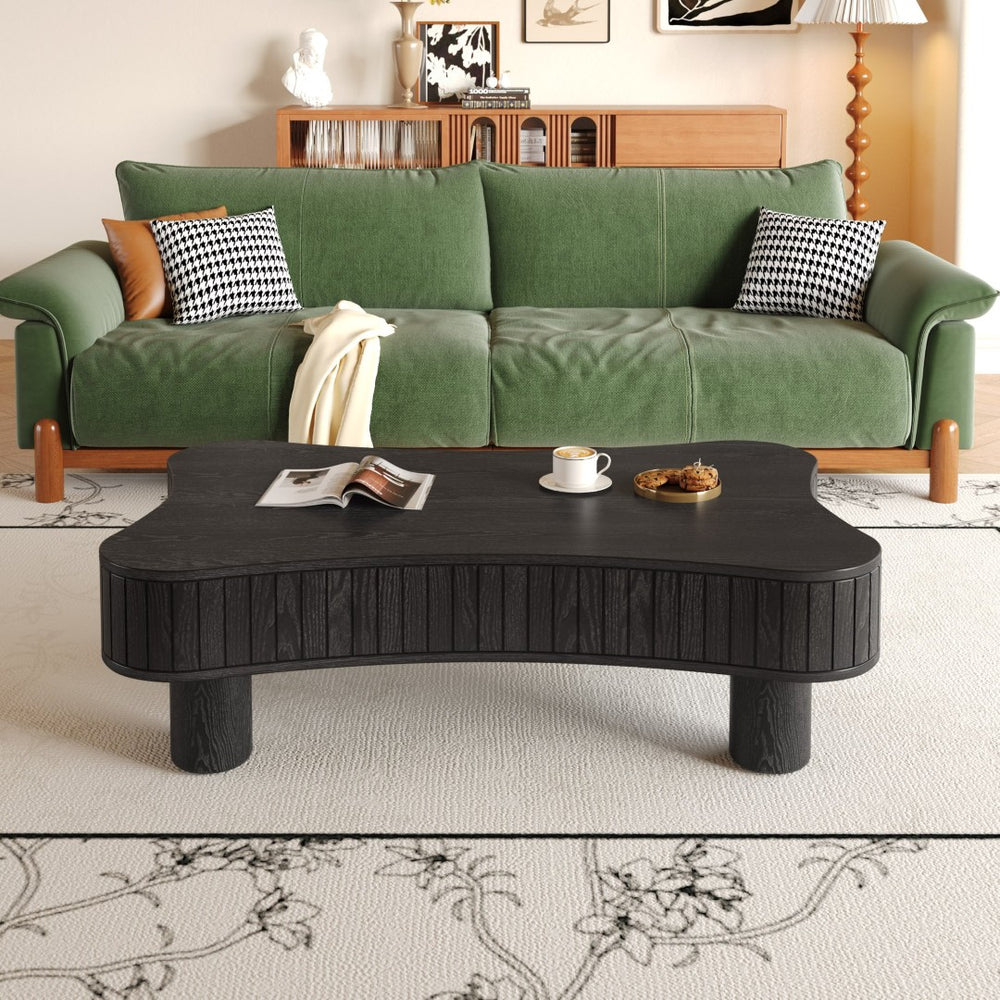 English Elm Lift Top Coffee Table with Fluted Panels Hidden Storage and Hydraulic Rise for Living Rooms W1445P317474