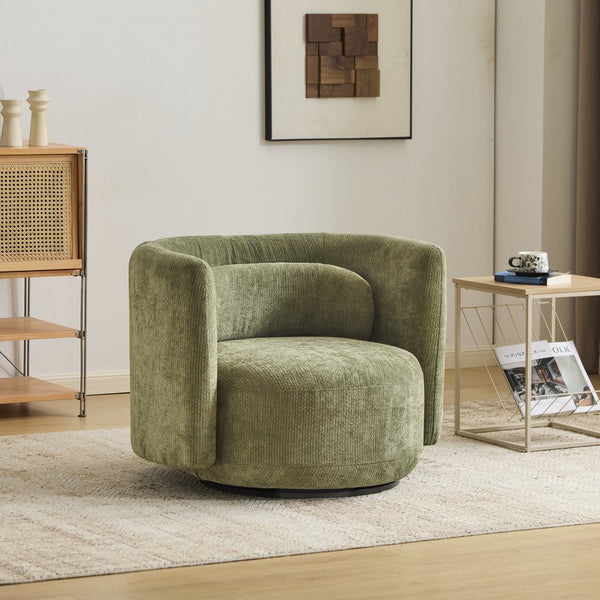 English Elm Christopher Knight Home® - Swivel Contemporary Accent Armchair with Lumbar Pillow, 360° Rotation, Metal Base Durability Green 37.75 L x 33.75 W x 26.5 H N776P368491G