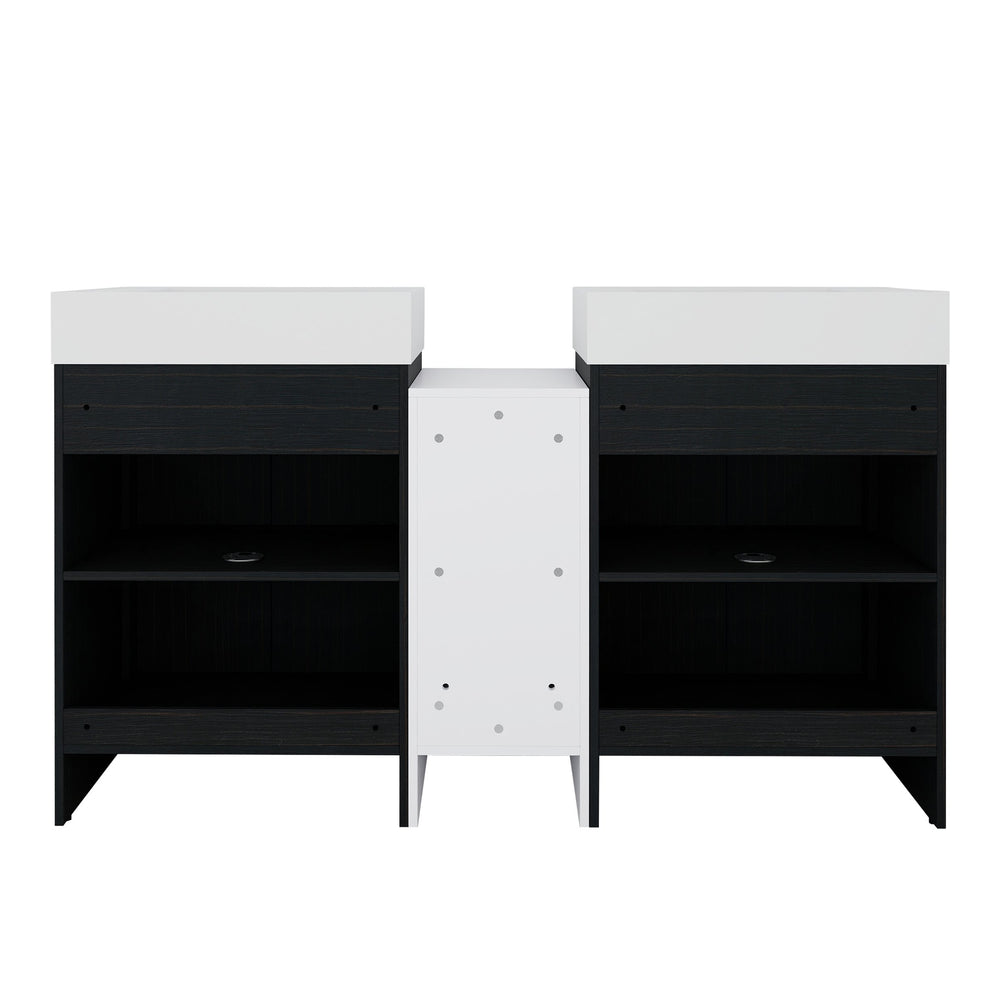 English Elm 60 Inch Freestanding Bathroom Vanity With Modern Resin Sink, Soft-Close Doors & Ample Storage Space W999S00299