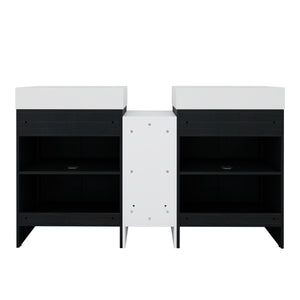 English Elm 60 Inch Freestanding Bathroom Vanity With Modern Resin Sink, Soft-Close Doors & Ample Storage Space W999S00299