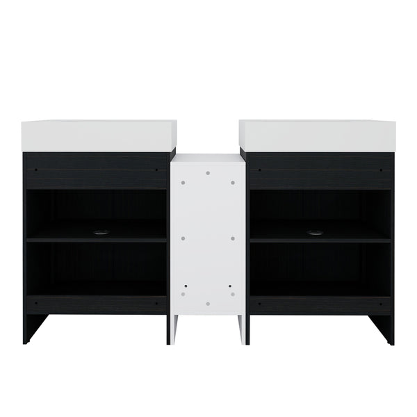 English Elm 60 Inch Freestanding Bathroom Vanity With Modern Resin Sink, Soft-Close Doors & Ample Storage Space W999S00299