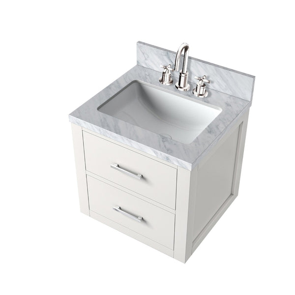 English Elm White Compact Bathroom Vanity Set With Acrylic Top & Chrome Faucet - Perfect For Small Spaces B2731P257899-GIGA