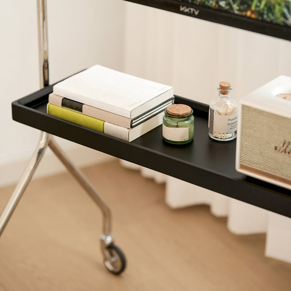 English Elm Walk 360° Movable TV Stand Antique Finish with Metal & Wood Shelves, Fits 43–70" TVs, 200lb Load Black W3318P307901