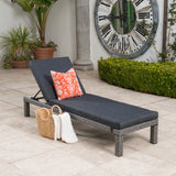 Christopher Knight Home® - Noble House - Puerta Outdoor Mixed Black Wicker Chaise Lounge With Dark Grey Water Resistant Cushion