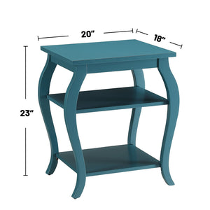 English Elm Square Modern Reversible End Table with Two Open Shelves for Flexible Storage and Stylish Living Room Teal B016P310260