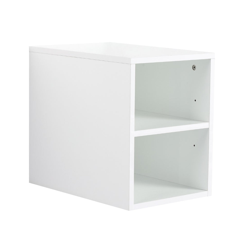 English Elm 12 Inch Two Tier Wall Mounted Bathroom Shelf Glossy White Engineered Wood Storage W1972P401281
