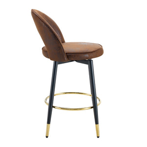 English Elm 360 Swivel Barstools Set of 2 Upholstered Techno Fabric Cushioned Counter Seats W1151P268914