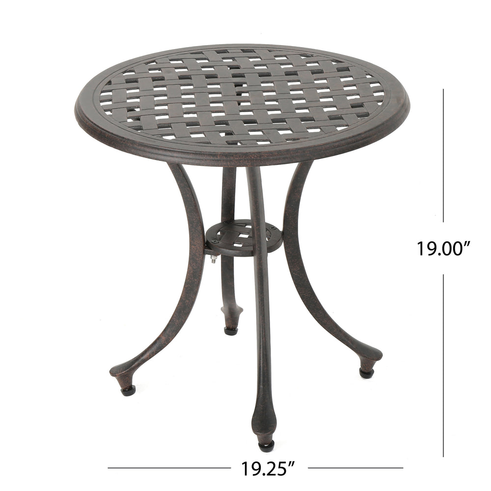 English Elm Christopher Knight Home® - Outdoor 19" Cast Aluminum Side Table - Classic Bronze Patio Accent, Durable Lightweight Garden Table 61112.00