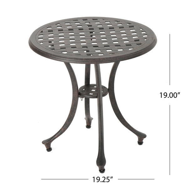 English Elm Christopher Knight Home® - Outdoor 19" Cast Aluminum Side Table - Classic Bronze Patio Accent, Durable Lightweight Garden Table 61112.00