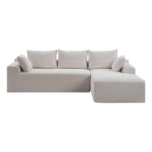 English Elm 94.5" Jumbo Corduroy Cloud Sectional Deep Seat L-shape Couch for Living Room W5515P495043