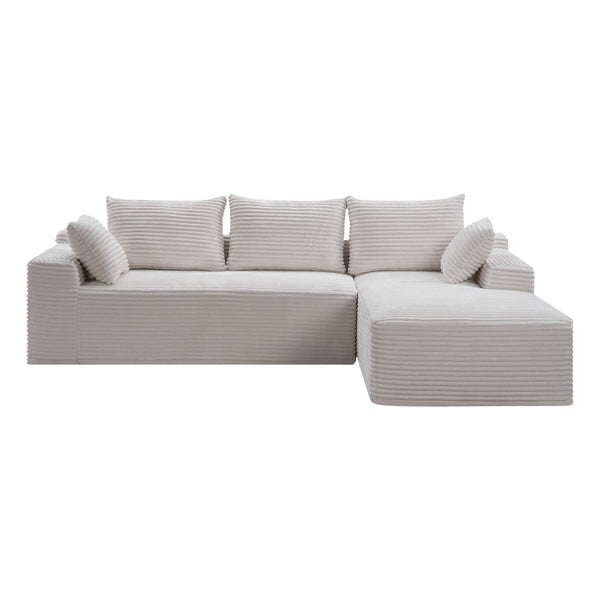 English Elm 94.5" Jumbo Corduroy Cloud Sectional Deep Seat L-shape Couch for Living Room W5515P495043