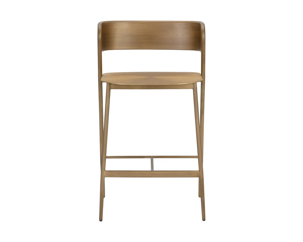 Sunpan KEANU Counter Stool - Antique Gold, Artisan Crafted with Starburst Seat for Modern Bar or Kitchen Style 110612