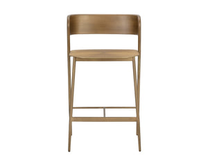 Sunpan KEANU Counter Stool - Antique Gold, Artisan Crafted with Starburst Seat for Modern Bar or Kitchen Style 110612