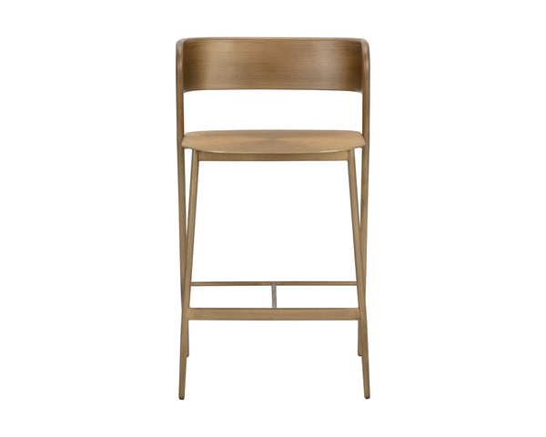 Sunpan KEANU Counter Stool - Antique Gold, Artisan Crafted with Starburst Seat for Modern Bar or Kitchen Style 110612